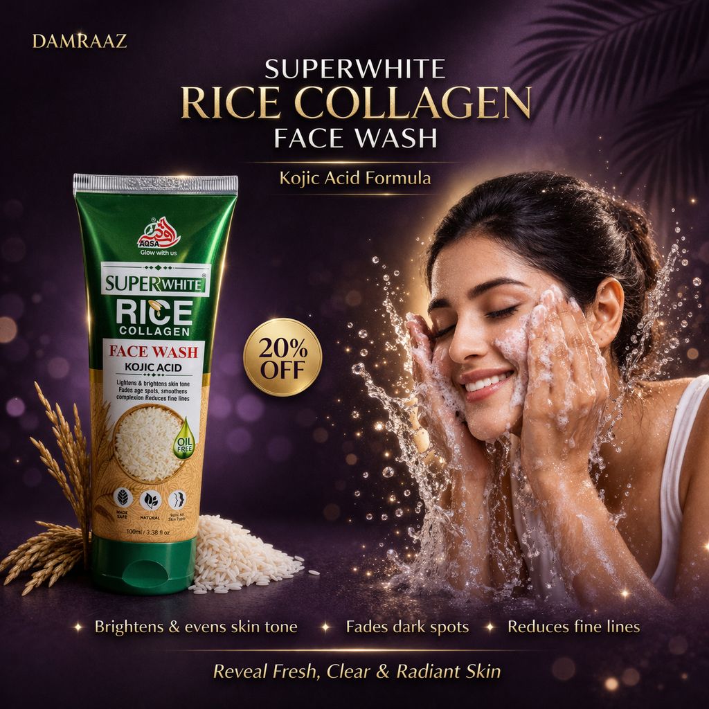 ✨ Superwhite Rice Collagen Face Wash (Kojic Acid Formula)