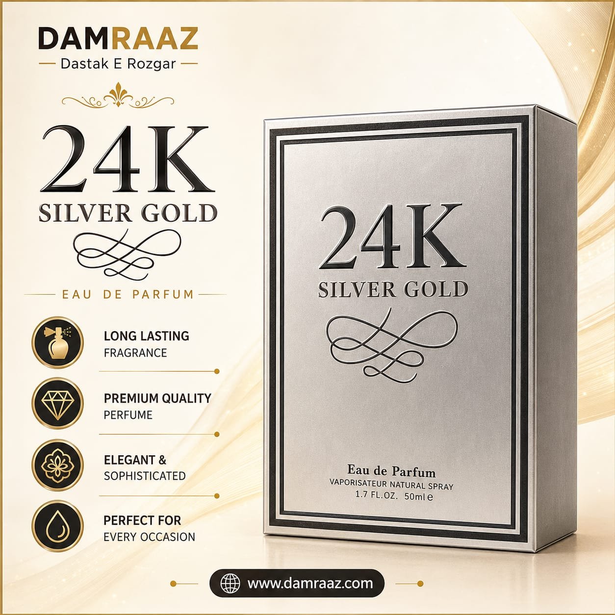 24K Silver Gold Eau De Parfum