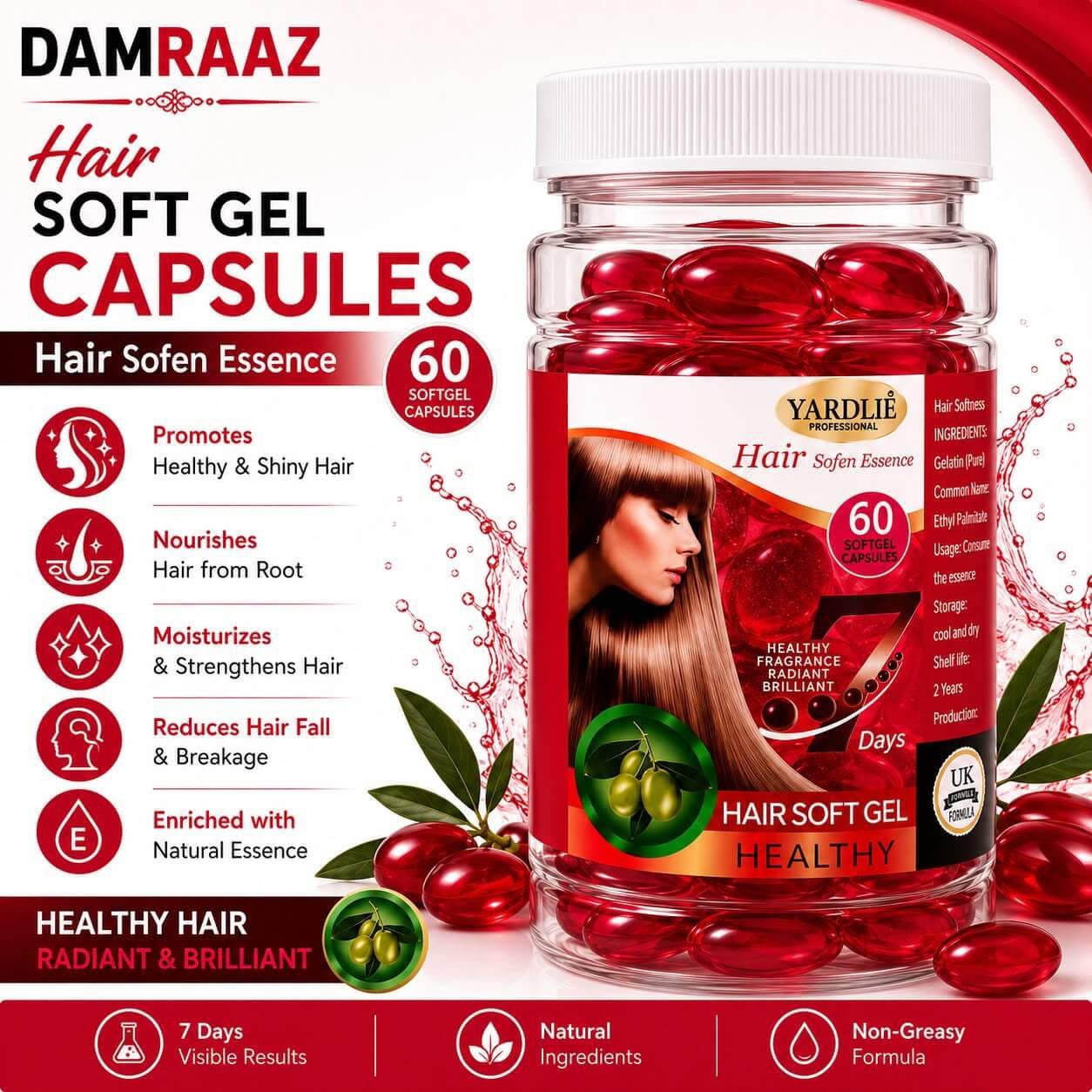 Hair Soft Gel Capsules (Red)