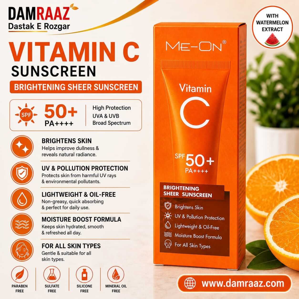 ME-ON Vitamin C Brightening Sheer Sunscreen SPF 50+