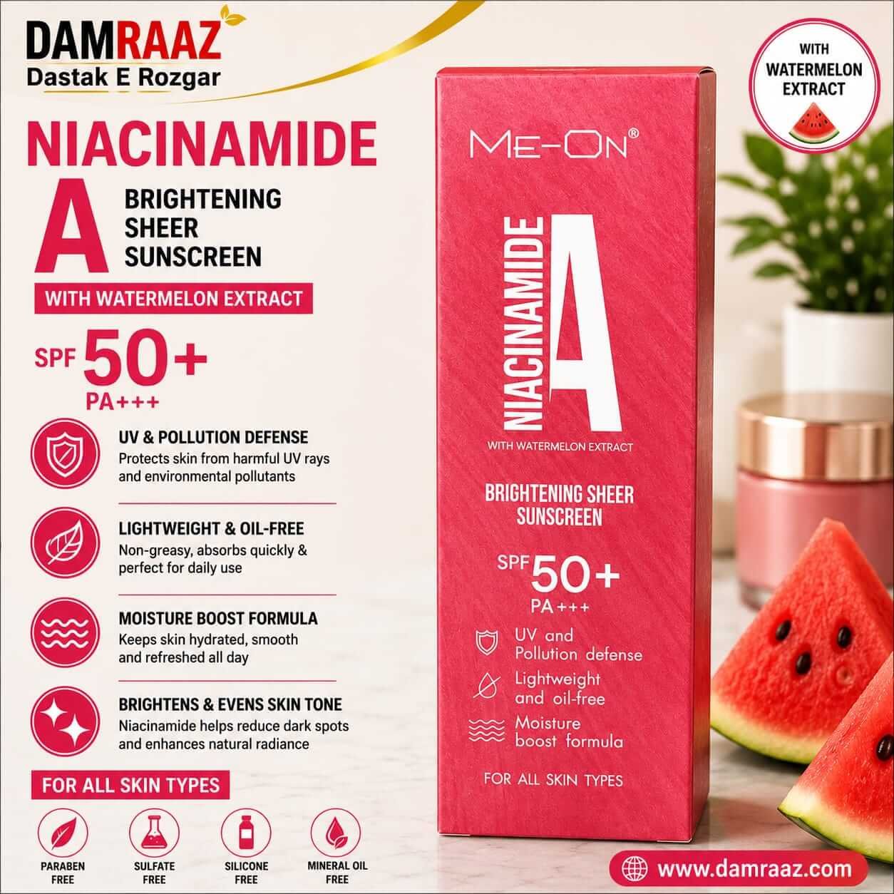 ME-ON Niacinamide Brightening Sheer Sunscreen SPF 50+