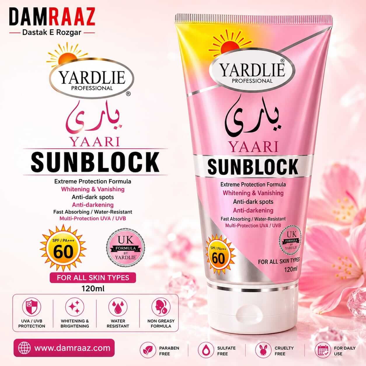 Yardlie Professional Yaari Sunblock SPF 60 120ml