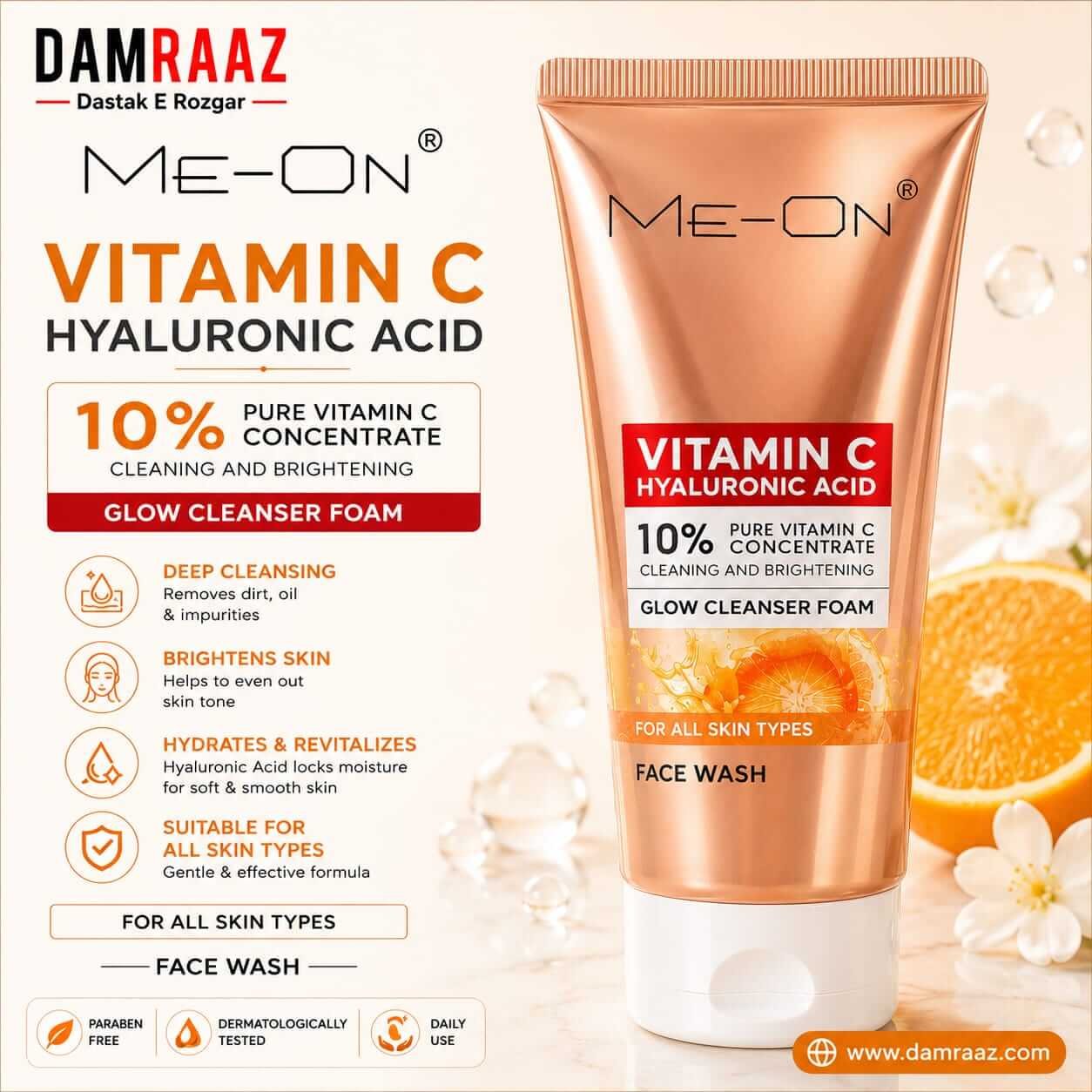 ME-ON Vitamin C Hyaluronic Acid Glow Cleanser Foam