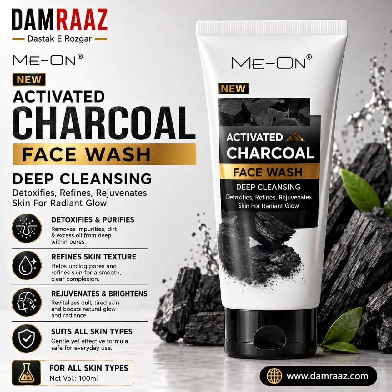 ME-ON Activated Charcoal Deep Cleansing Face Wash