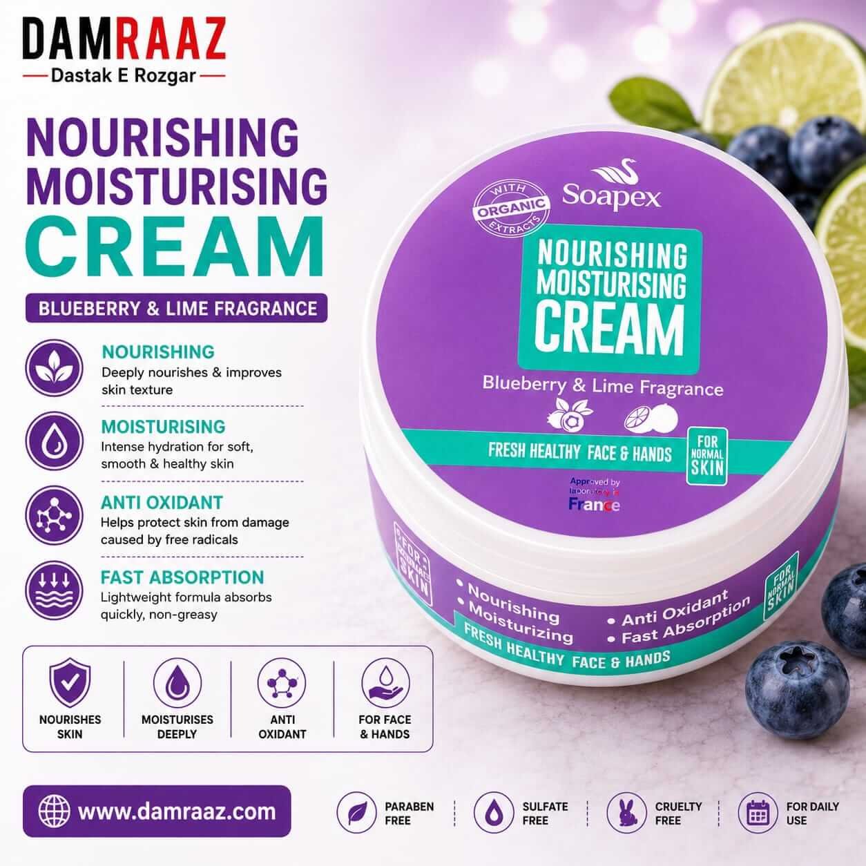 Blueberry & Lime Moisturising Cream