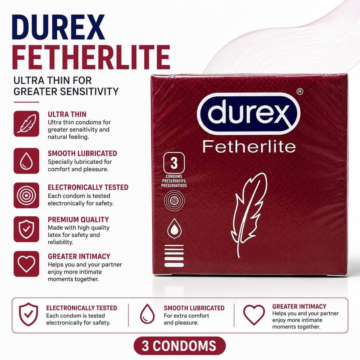 Durex Fetherlite Ultra Thin Condoms (3 Condoms)