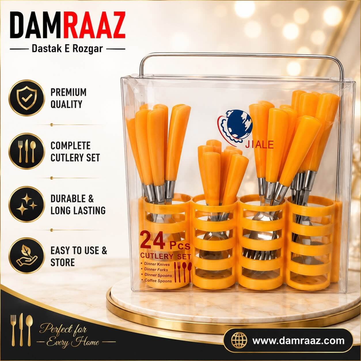 24 Pieces Premium Cutlery Set with Storage Stand